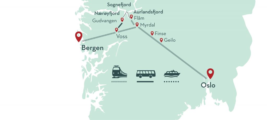 Trasa wycieczki Norway in a nutshell. 